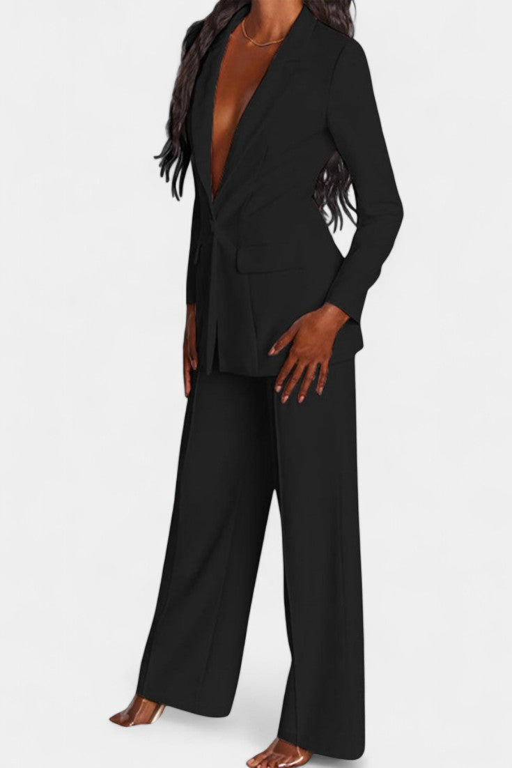Marnie Conjunto de Blazer a Medida y Pantalones de Pierna Ancha