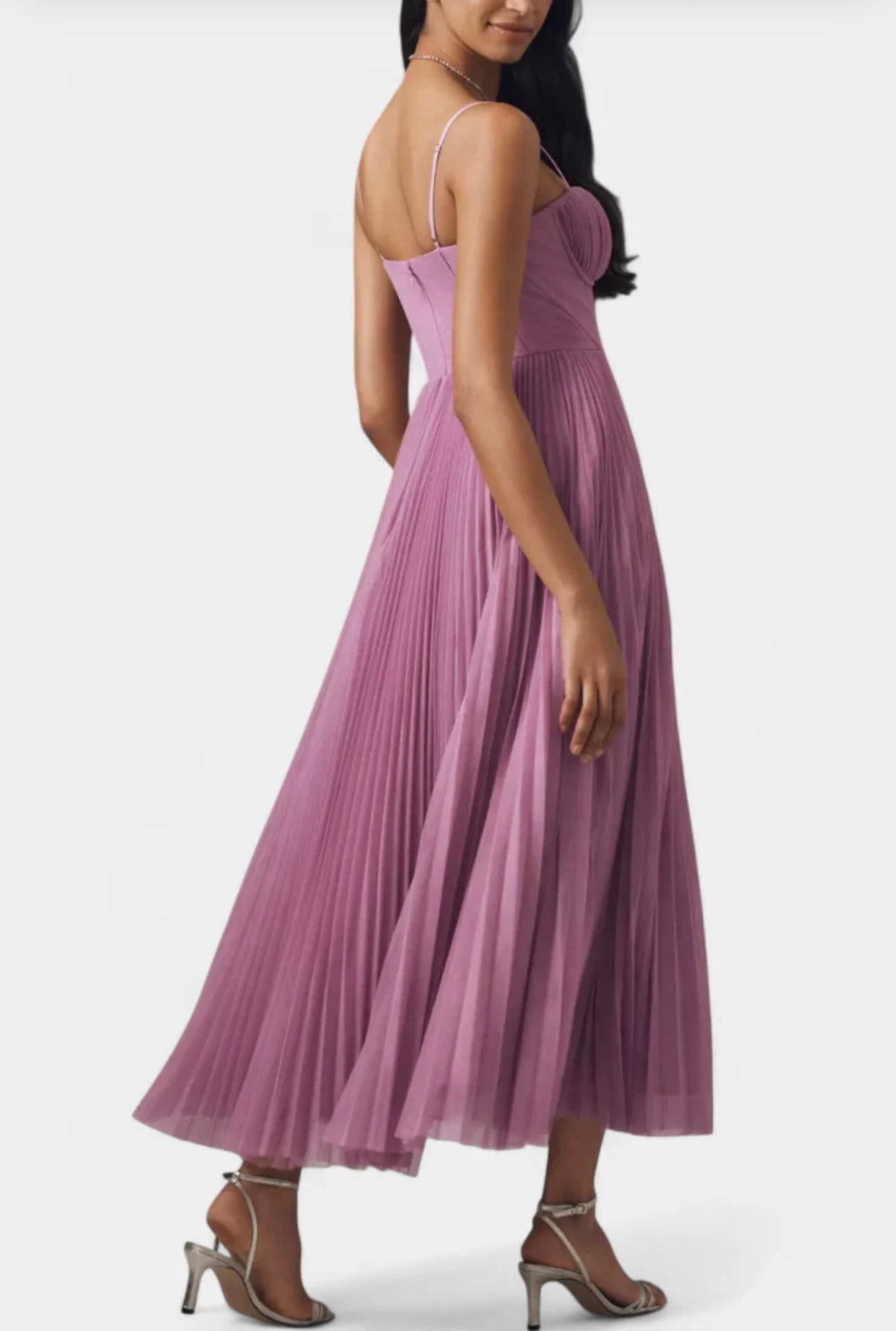 Ottilie Vestido de Chiffon Plisado con Corsé Esculpido y Escote Corazón