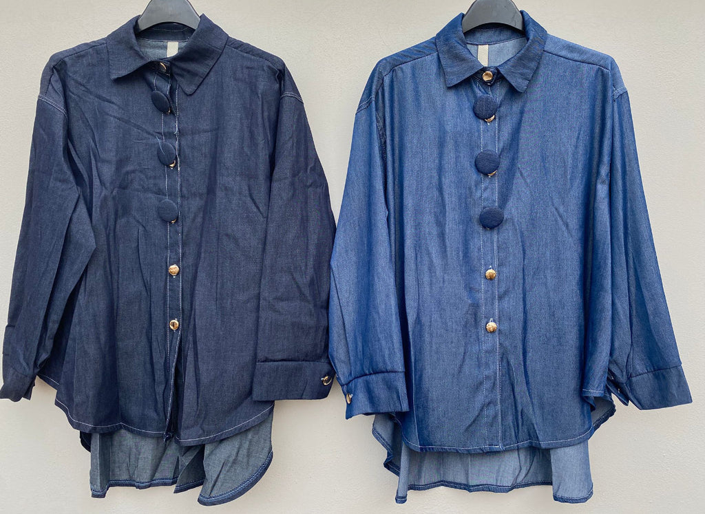 Denim | Vestido Camisero Efecto Vaquero Oversize