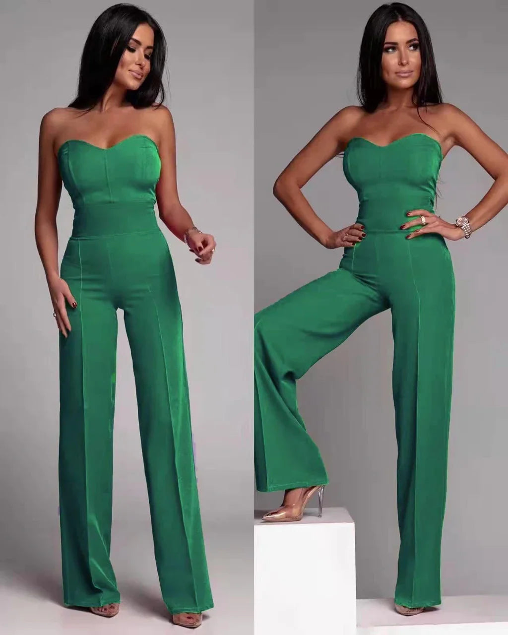 Milly Strapless | Mono Maxi con Corpiño Bustier y Pernera Ancha