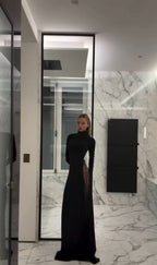 Noir Dentelle | Vestido Maxi de Cuello Alto con Espalda de Encaje