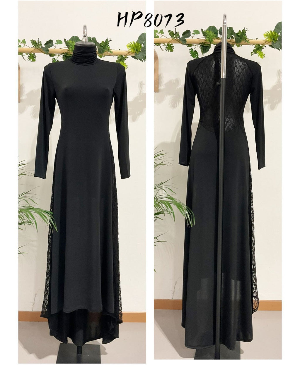 Noir Dentelle | Vestido Maxi de Cuello Alto con Espalda de Encaje