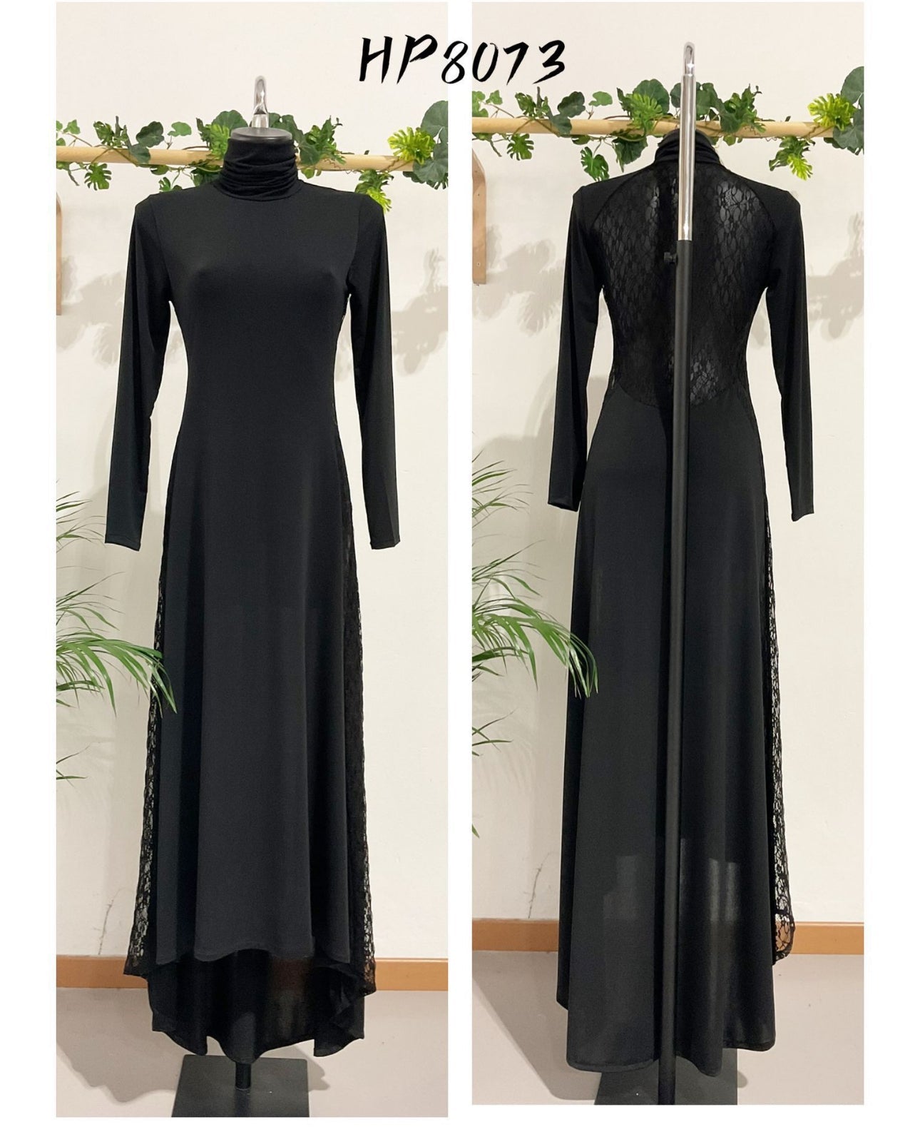 Noir Dentelle | Vestido Maxi de Cuello Alto con Espalda de Encaje