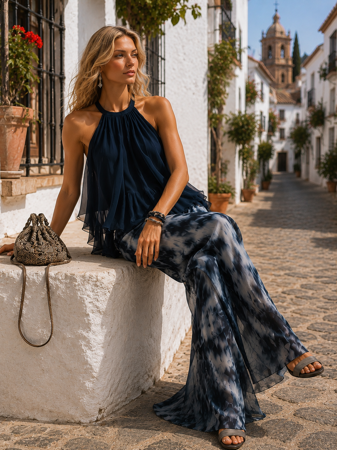 Élise | Conjunto elegante y ligero con top fluido y pantalones anchos