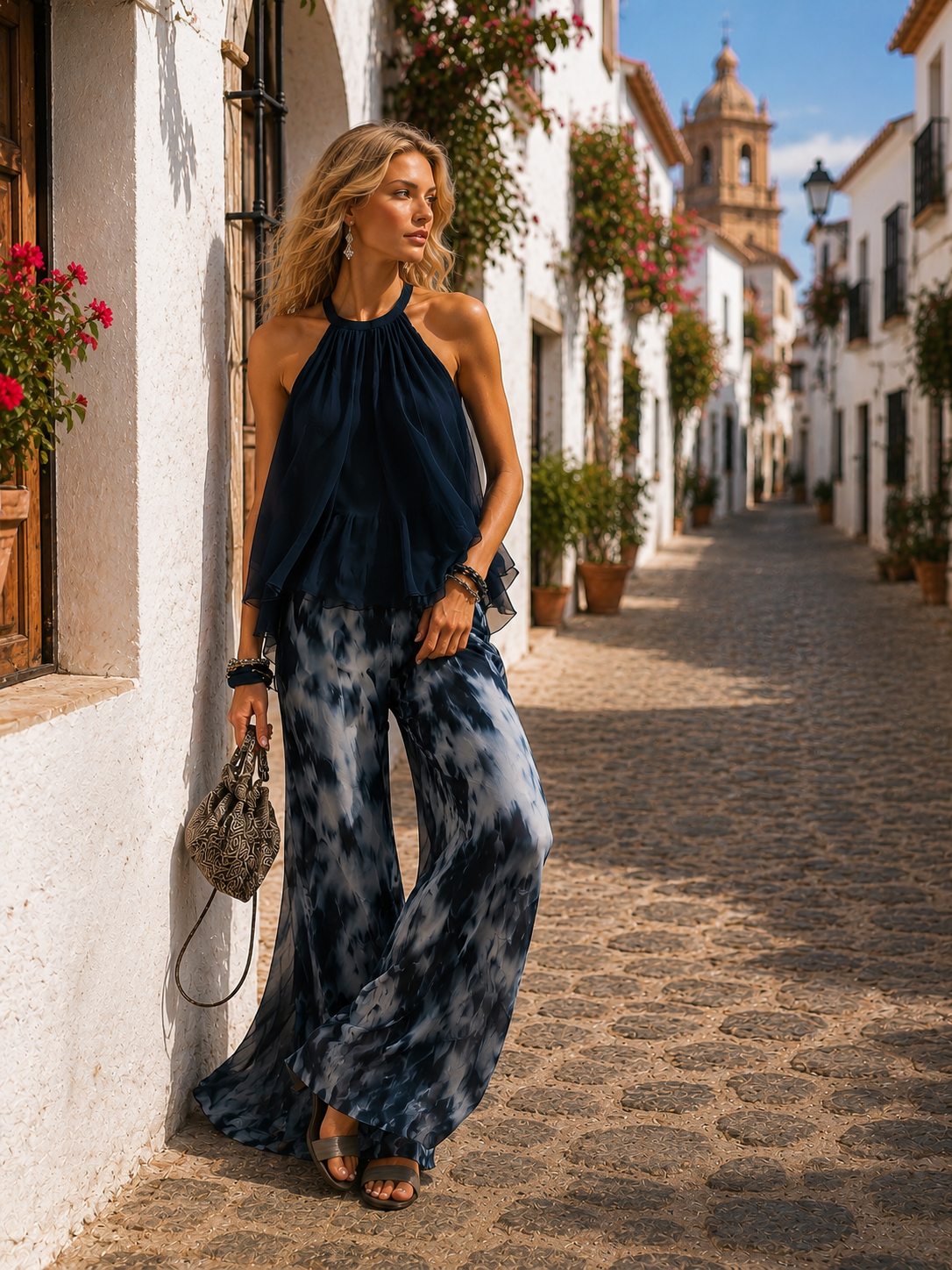 Élise | Conjunto elegante y ligero con top fluido y pantalones anchos
