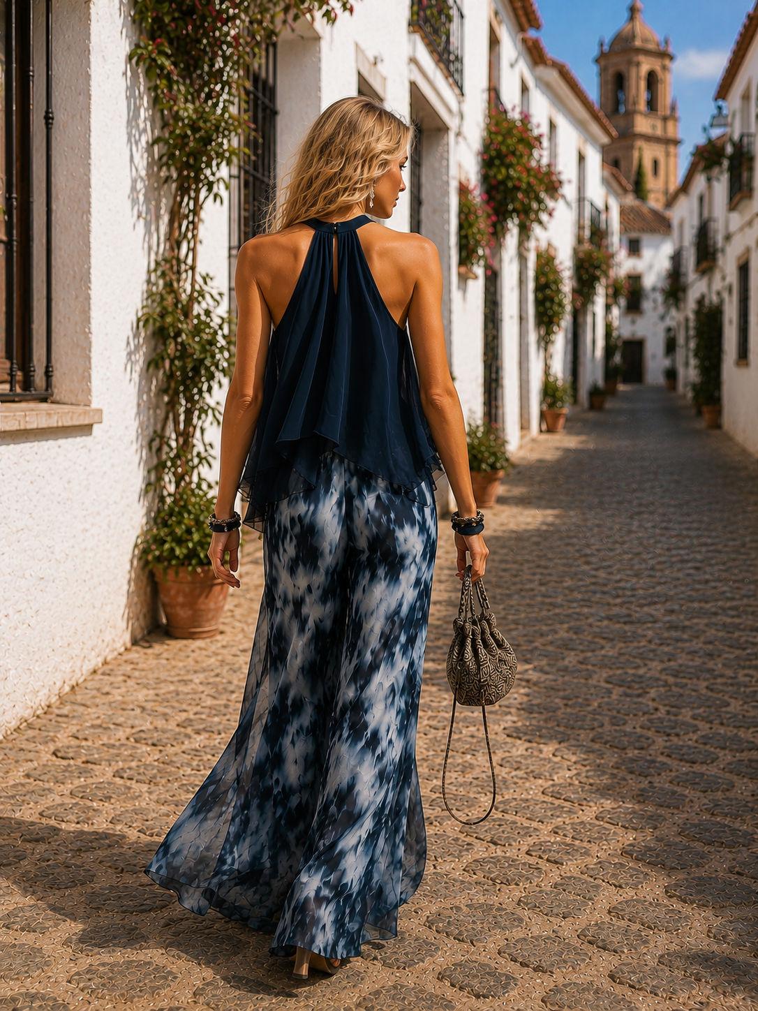 Élise | Conjunto elegante y ligero con top fluido y pantalones anchos