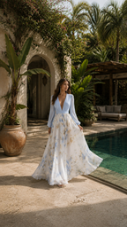 FLORENCIA | Vestido Maxi Bicolor con Falda Floral