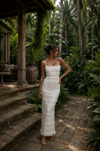 SOLARA | Vestido Maxi de Lentejuelas con Volantes