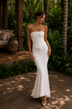 ETERNAL BLOOM | Vestido Midi de Encaje Floral 2 piezas con Corsé