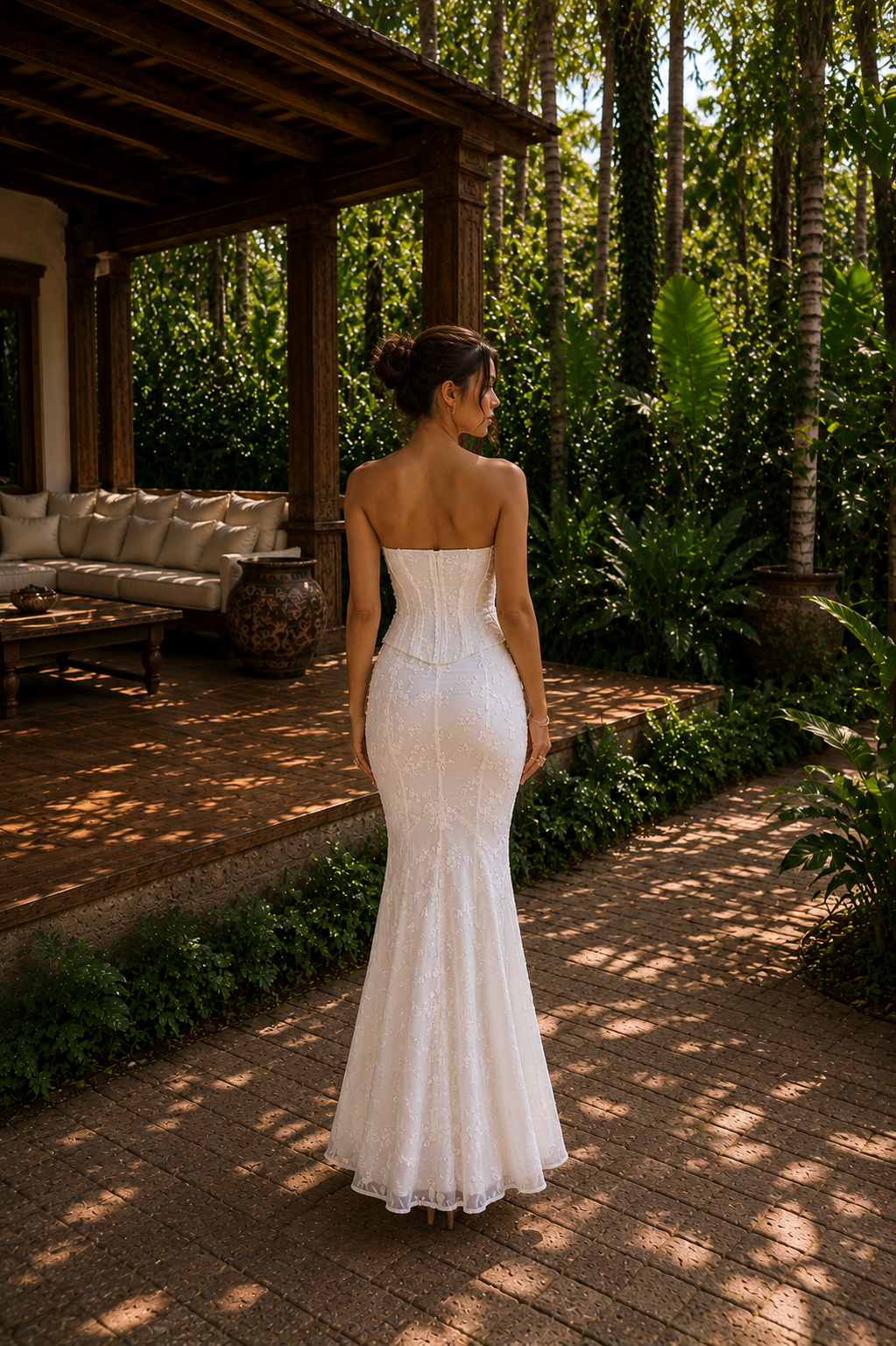 ETERNAL BLOOM | Vestido Midi de Encaje Floral 2 piezas con Corsé