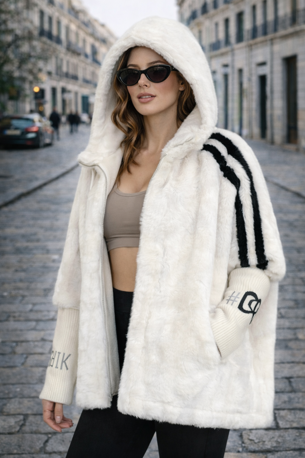 Camila Signature | Chaqueta de pelo con capucha