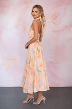 AURORA | Vestido Halter de Seda Acuarela