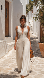 Camila | Mono plisado de chiffón blanco