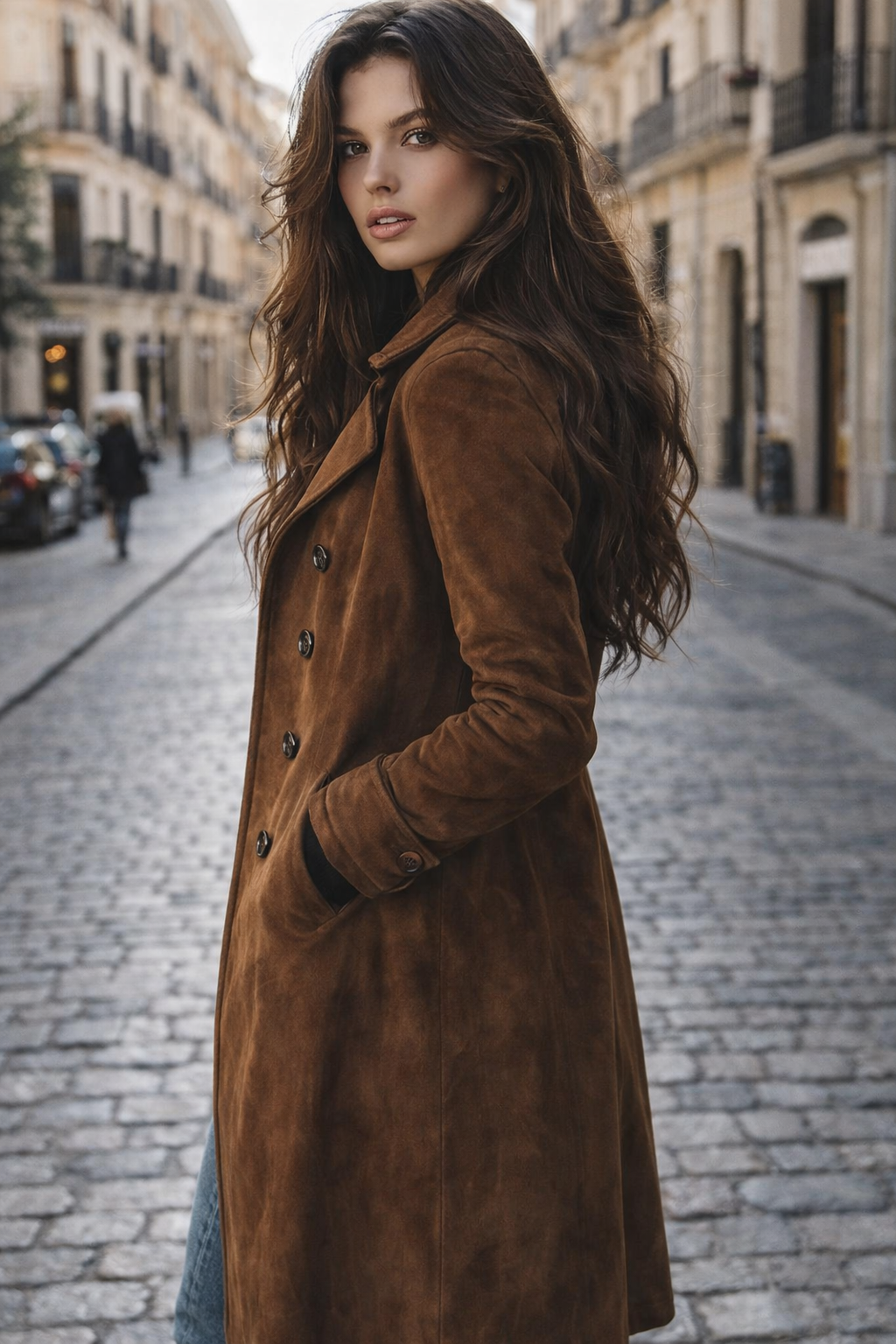 Claudia Luxe | Abrigo Elegante de Ante Premium