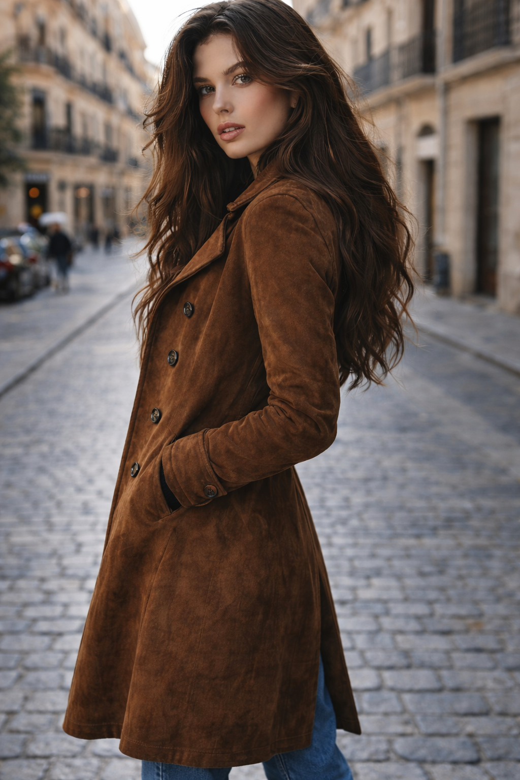 Claudia Luxe | Abrigo Elegante de Ante Premium