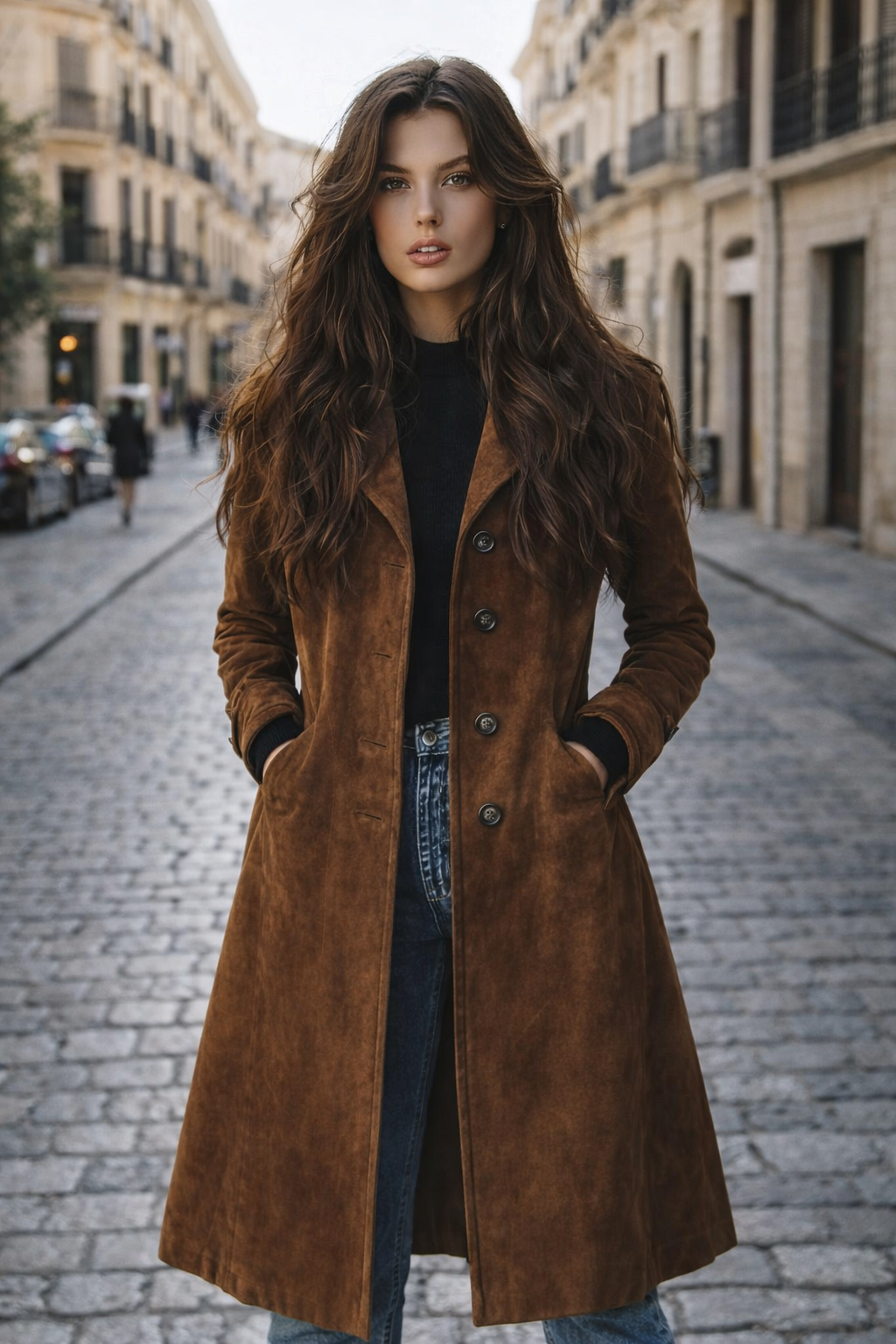 Claudia Luxe | Abrigo Elegante de Ante Premium