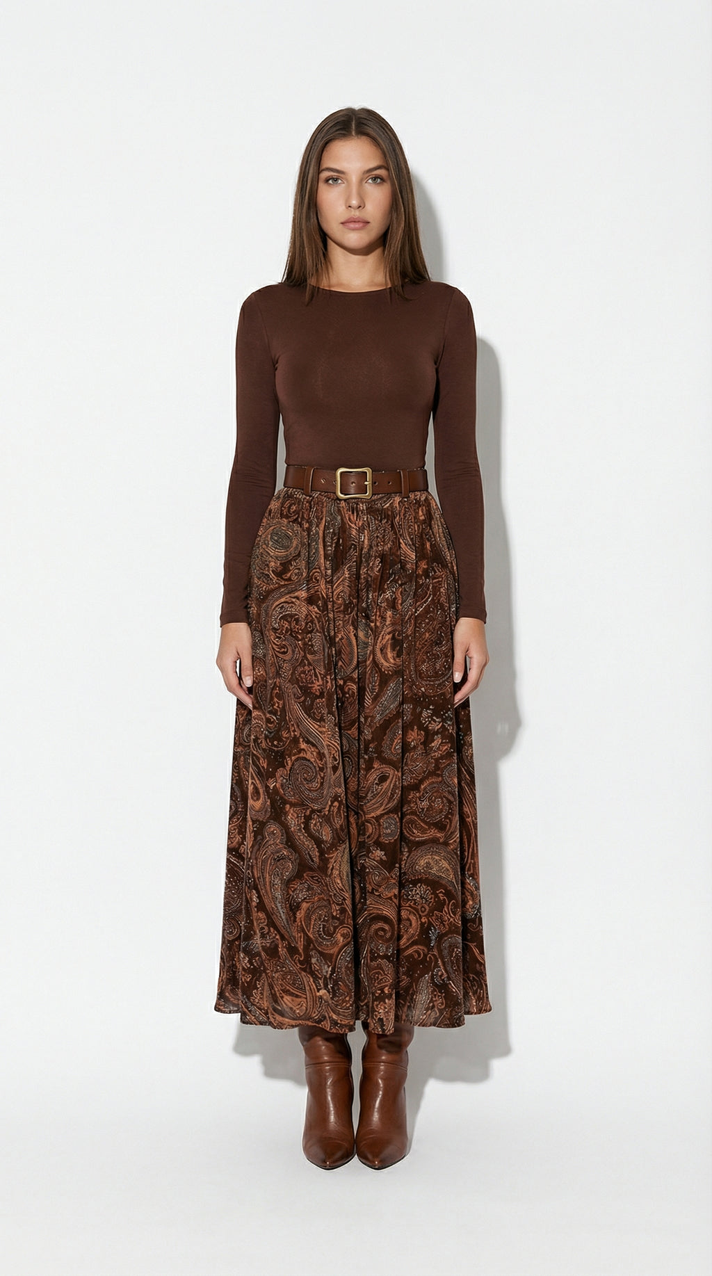 CANDELARIA | Conjunto de Top de Terciopelo y Falda Maxi Paisley