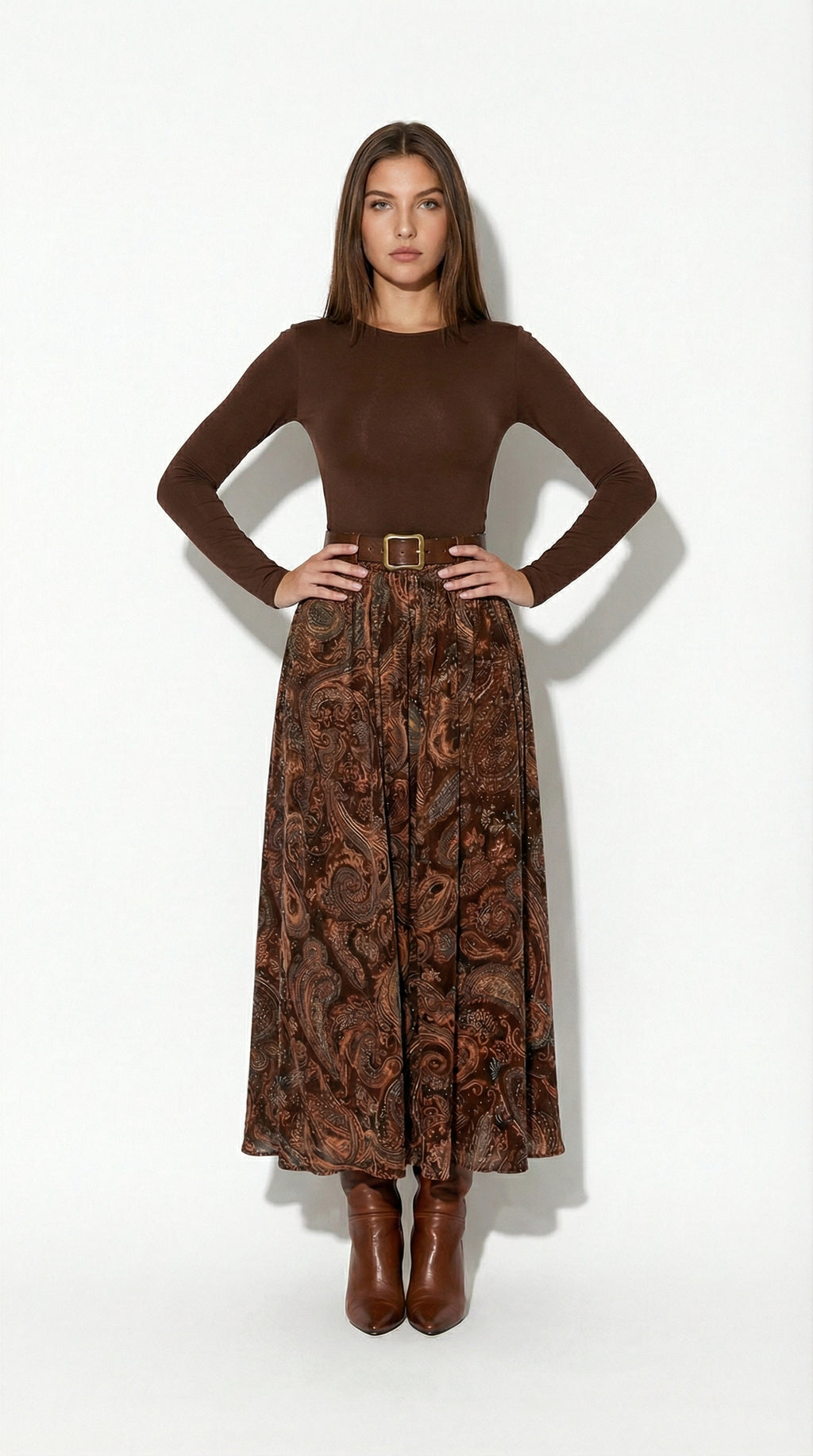 CANDELARIA | Conjunto de Top de Terciopelo y Falda Maxi Paisley