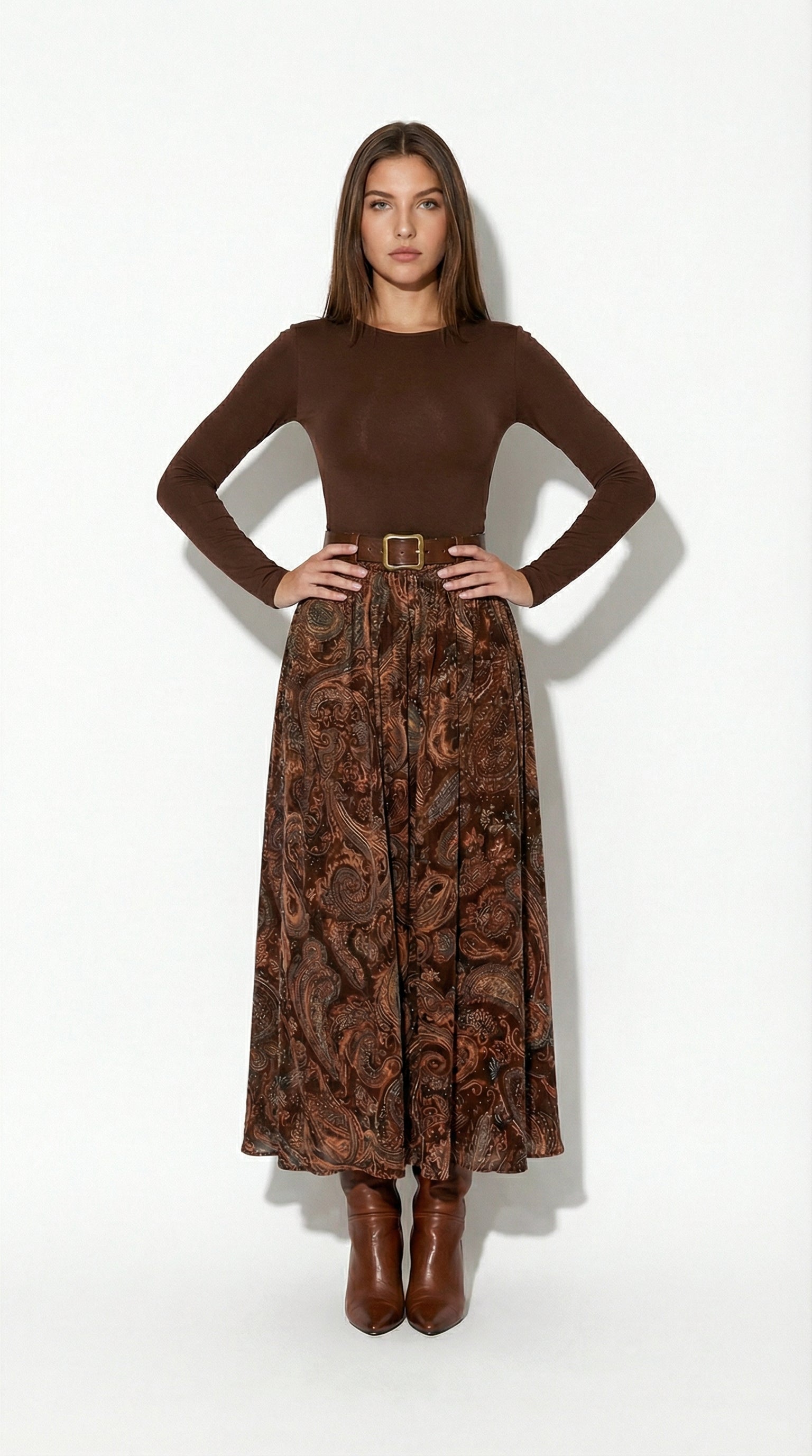 CANDELARIA | Conjunto de Top de Terciopelo y Falda Maxi Paisley