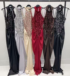 Nizza Sequin | Vestido Maxi Halter con Corpiño de Lentejuelas