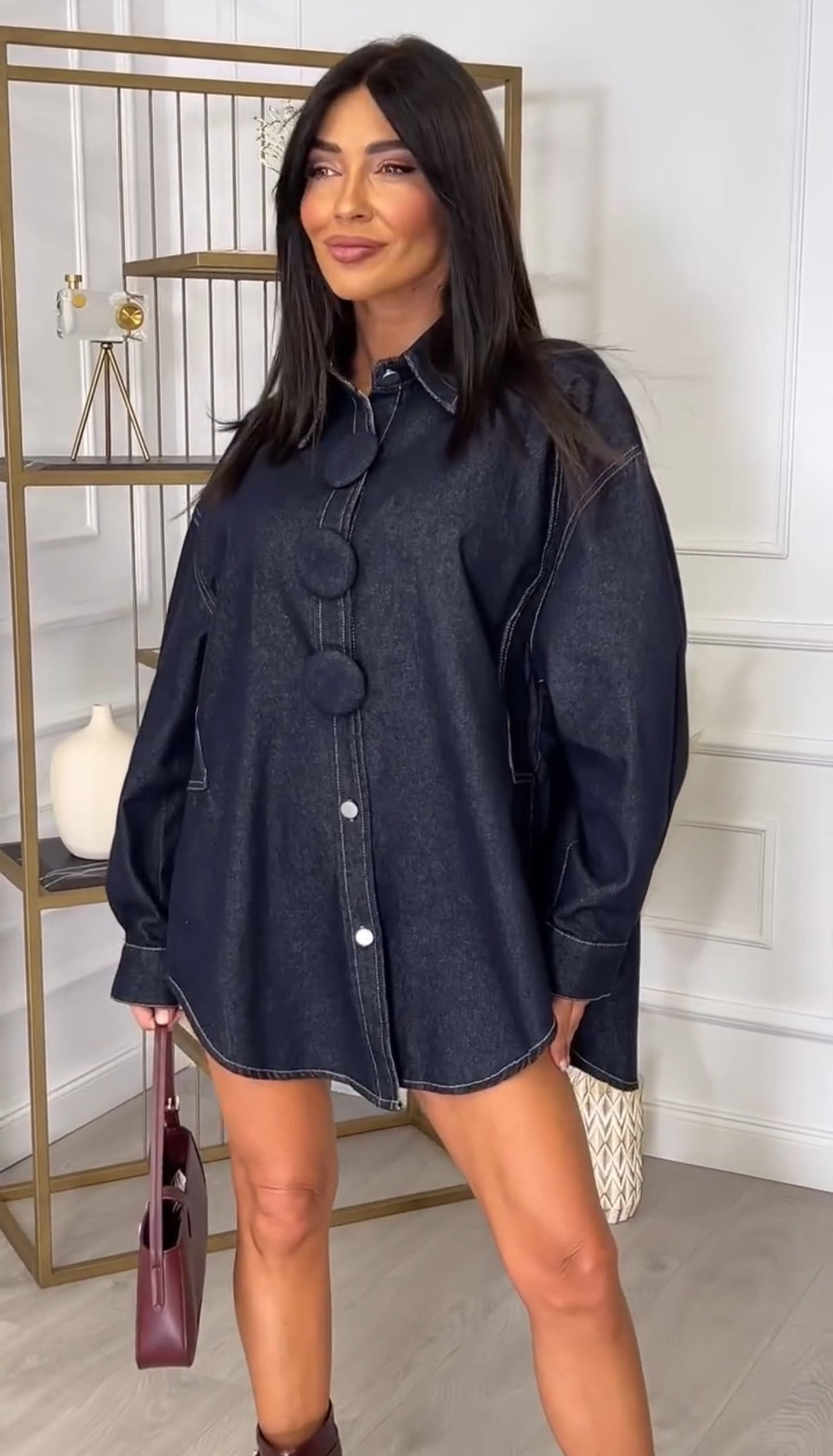 Denim | Vestido Camisero Efecto Vaquero Oversize