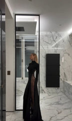 Noir Dentelle | Vestido Maxi de Cuello Alto con Espalda de Encaje