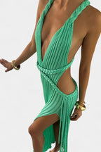 Jamie Vestido Maxi de Punto con Detalle de Cintura de Cable