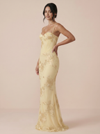 Renetta Vestido maxi sin espalda con tirantes finos y estampado floral
