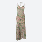 Vestido largo floral fruncido
