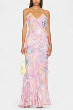 Fawn Vestido Maxi con Volantes Florales
