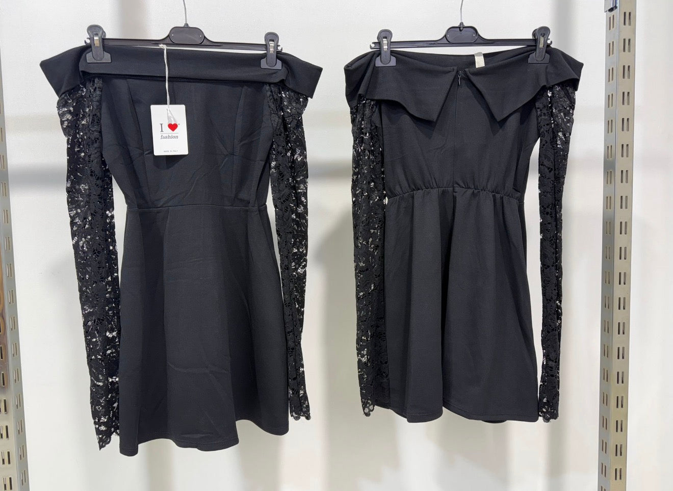 Madison Lace | Vestido Mini Bardot con Manga de Encaje