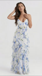 Noemi - Vestido Maxi de Tirantes Espagueti con Estampado Floral