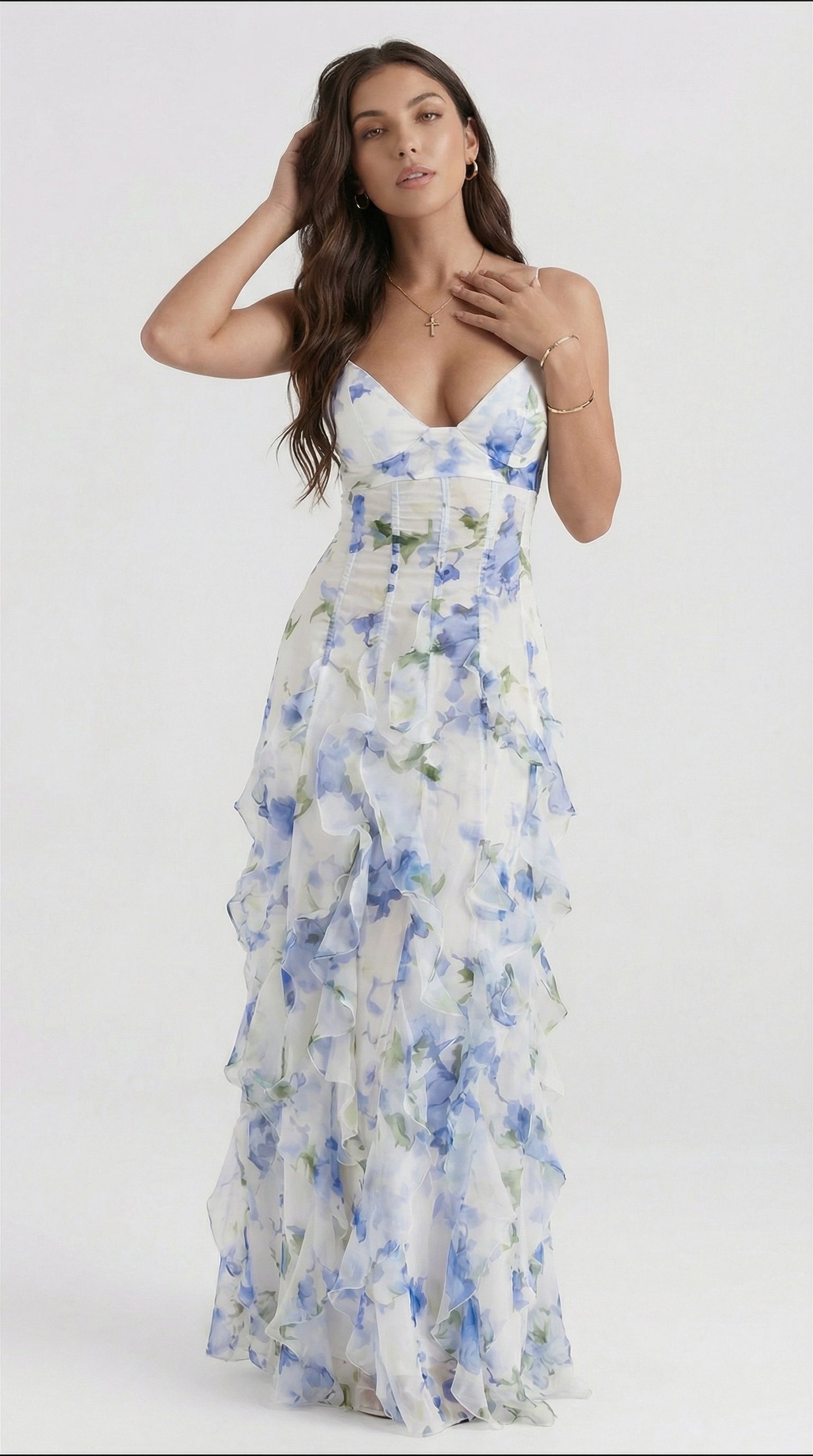 Noemi - Vestido Maxi de Tirantes Espagueti con Estampado Floral