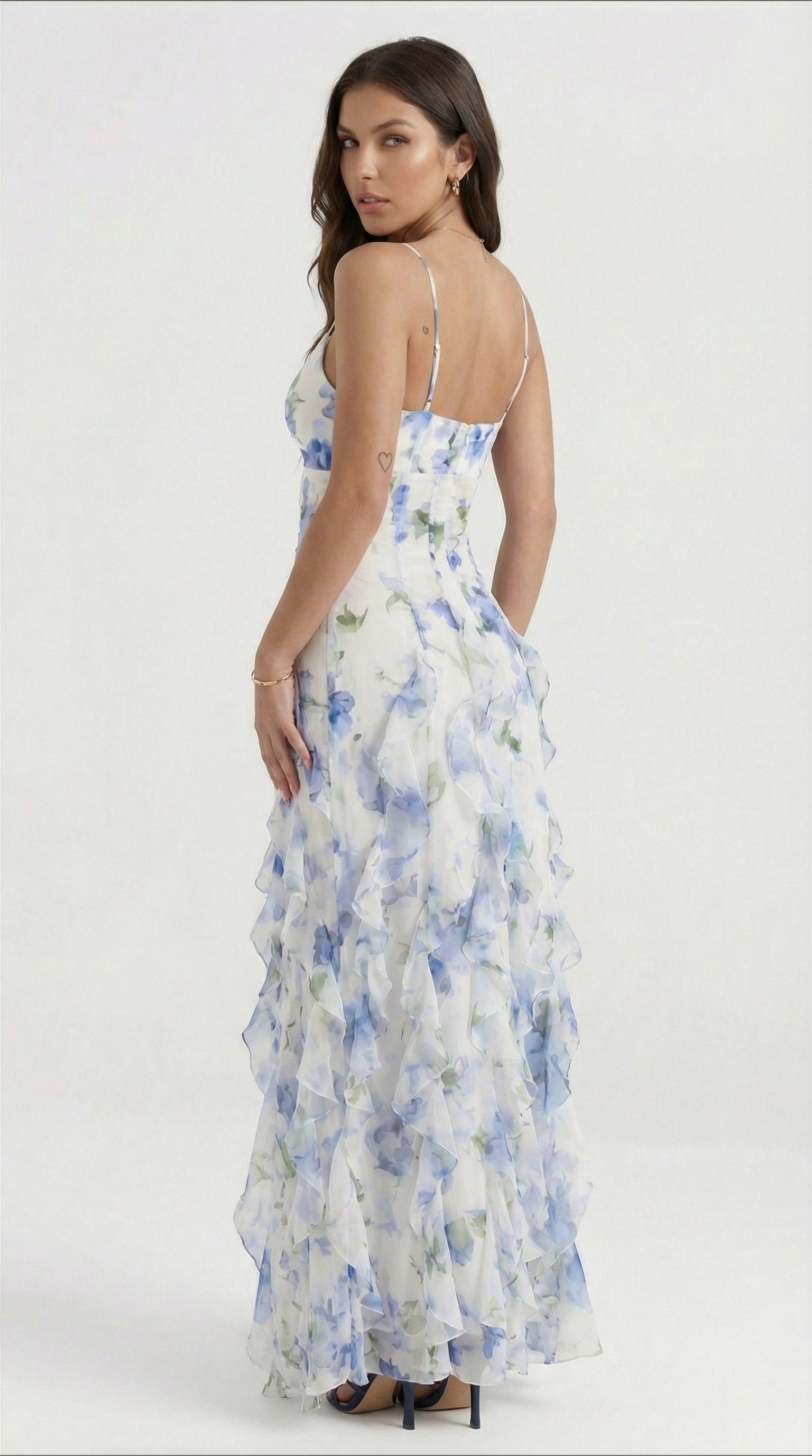 Noemi - Vestido Maxi de Tirantes Espagueti con Estampado Floral