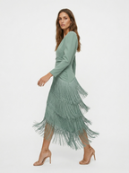 Clara | Vestido elegante de flecos con mangas