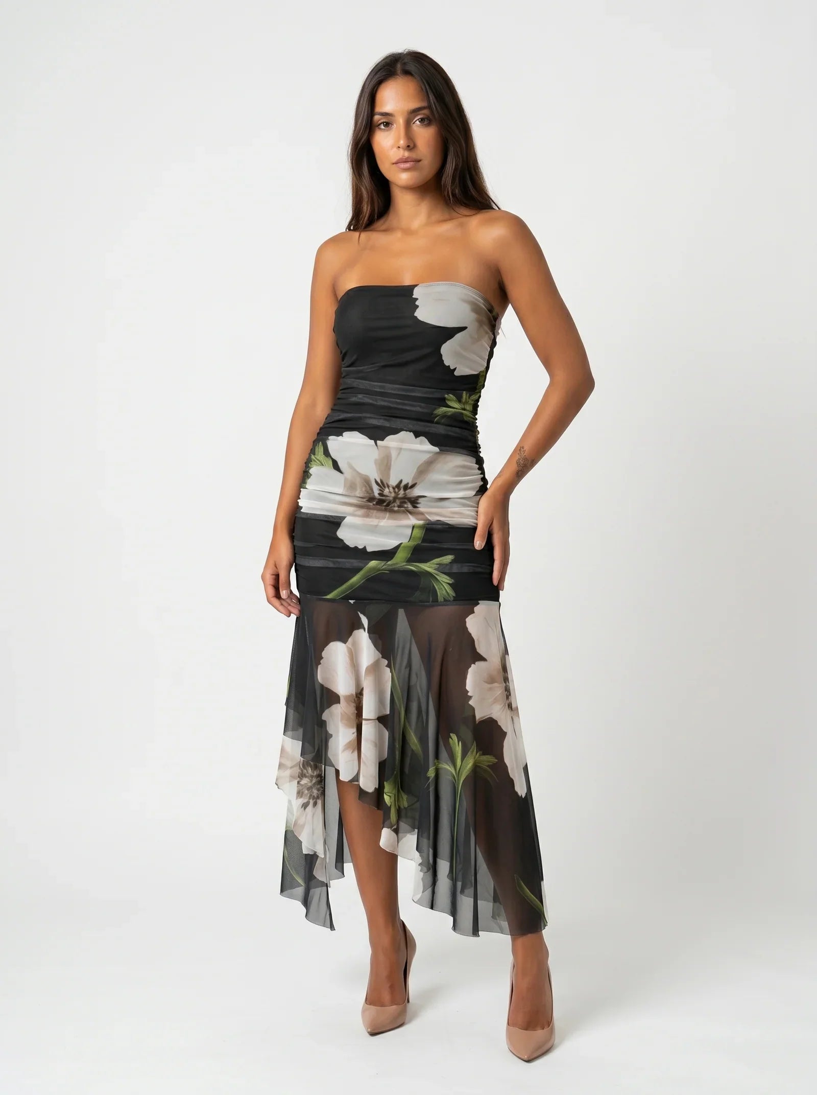 Helena | Vestido negro con estampado floral