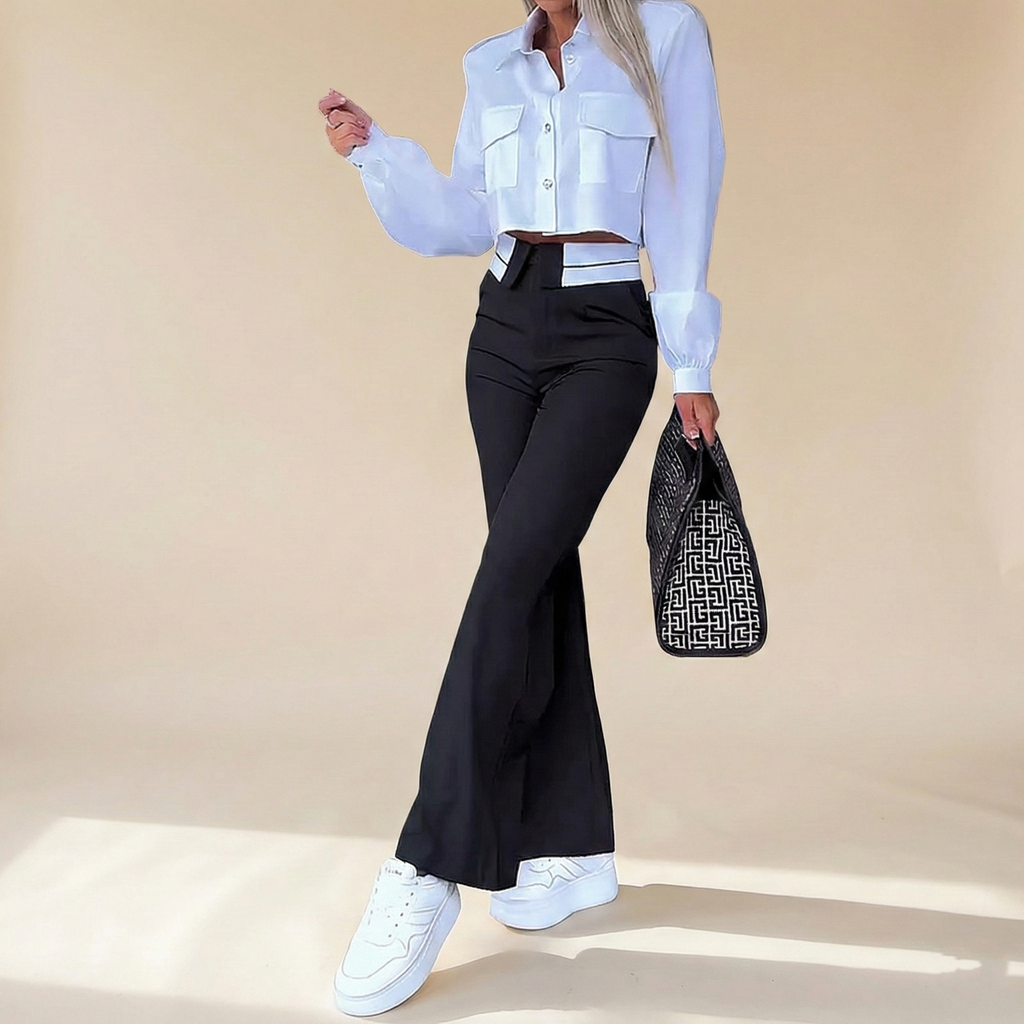 Camisa y Pantalón de traje holgado de moda para mujer (CONJUNTO)