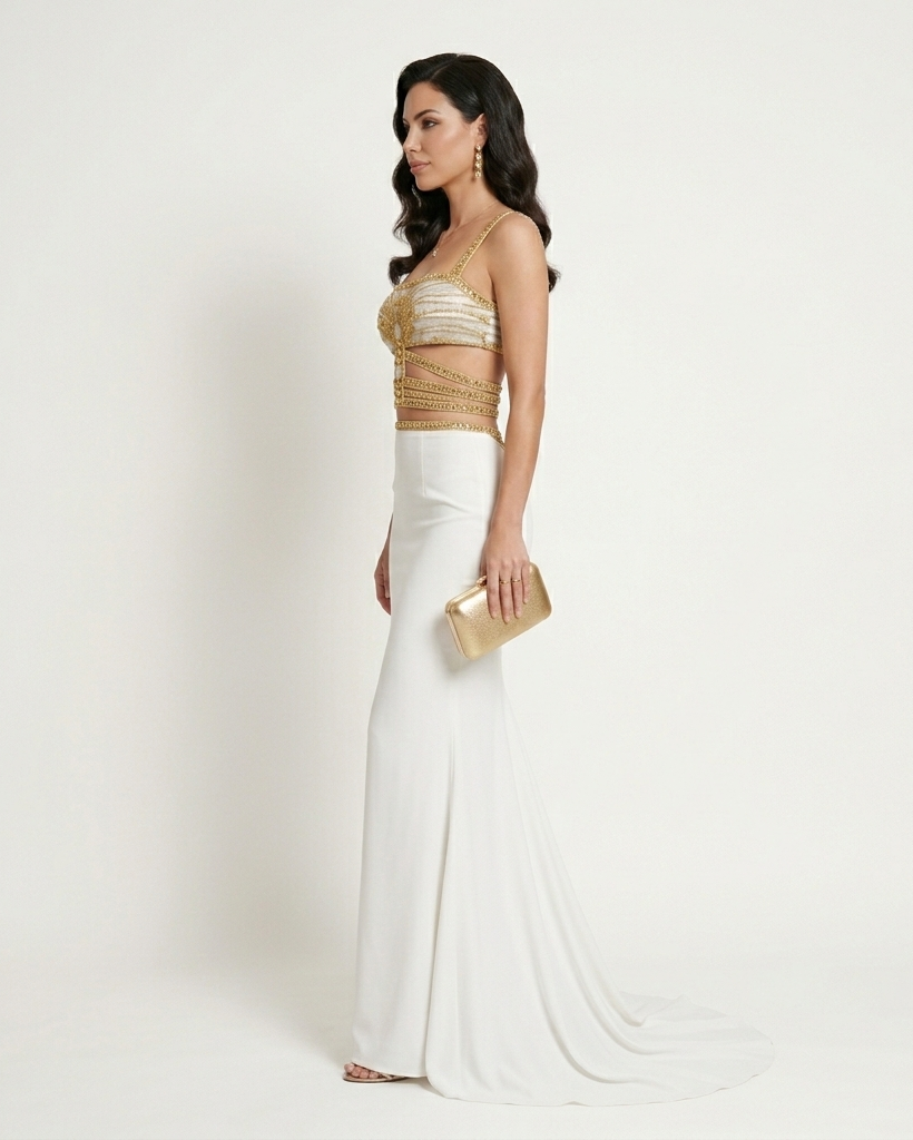 Vestido Imperio Dorado