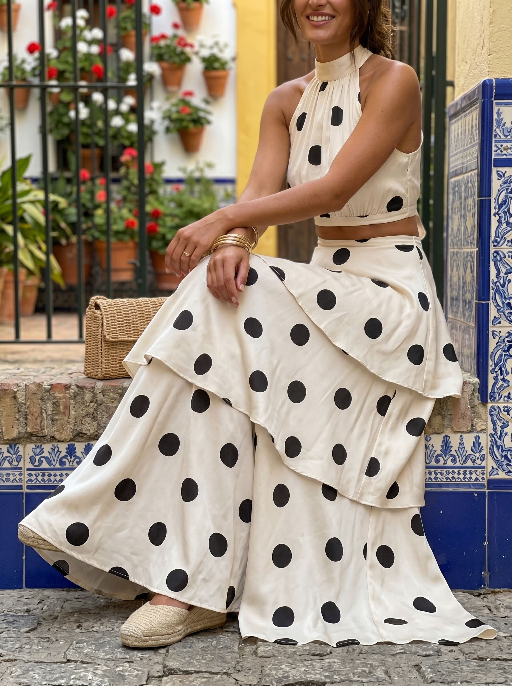 Lucía | Conjunto top y falda larga de lunares · EDICIÓN LIMITADA