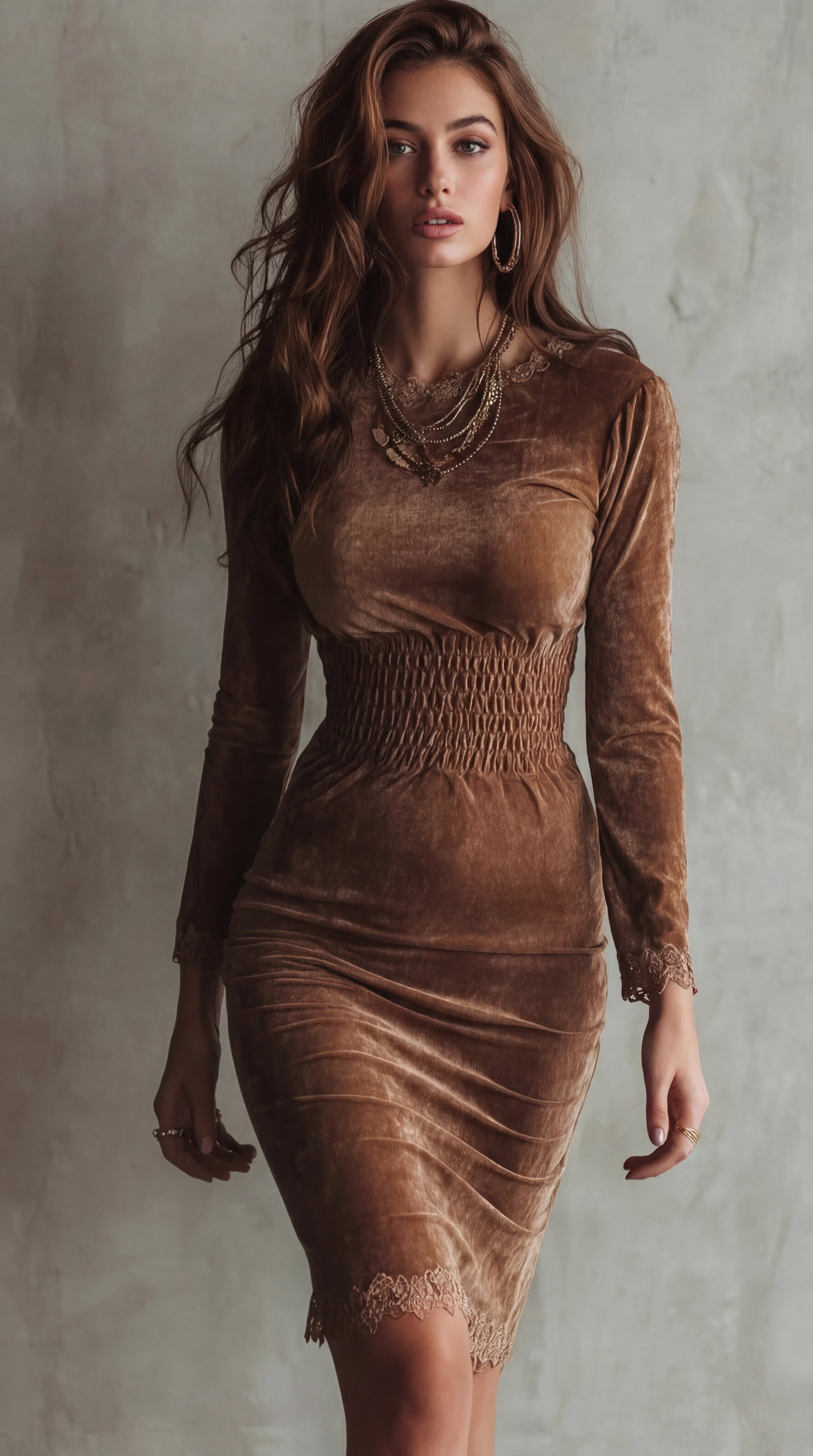 Rosalie | Vestido de Terciopelo con Cintura Fruncida