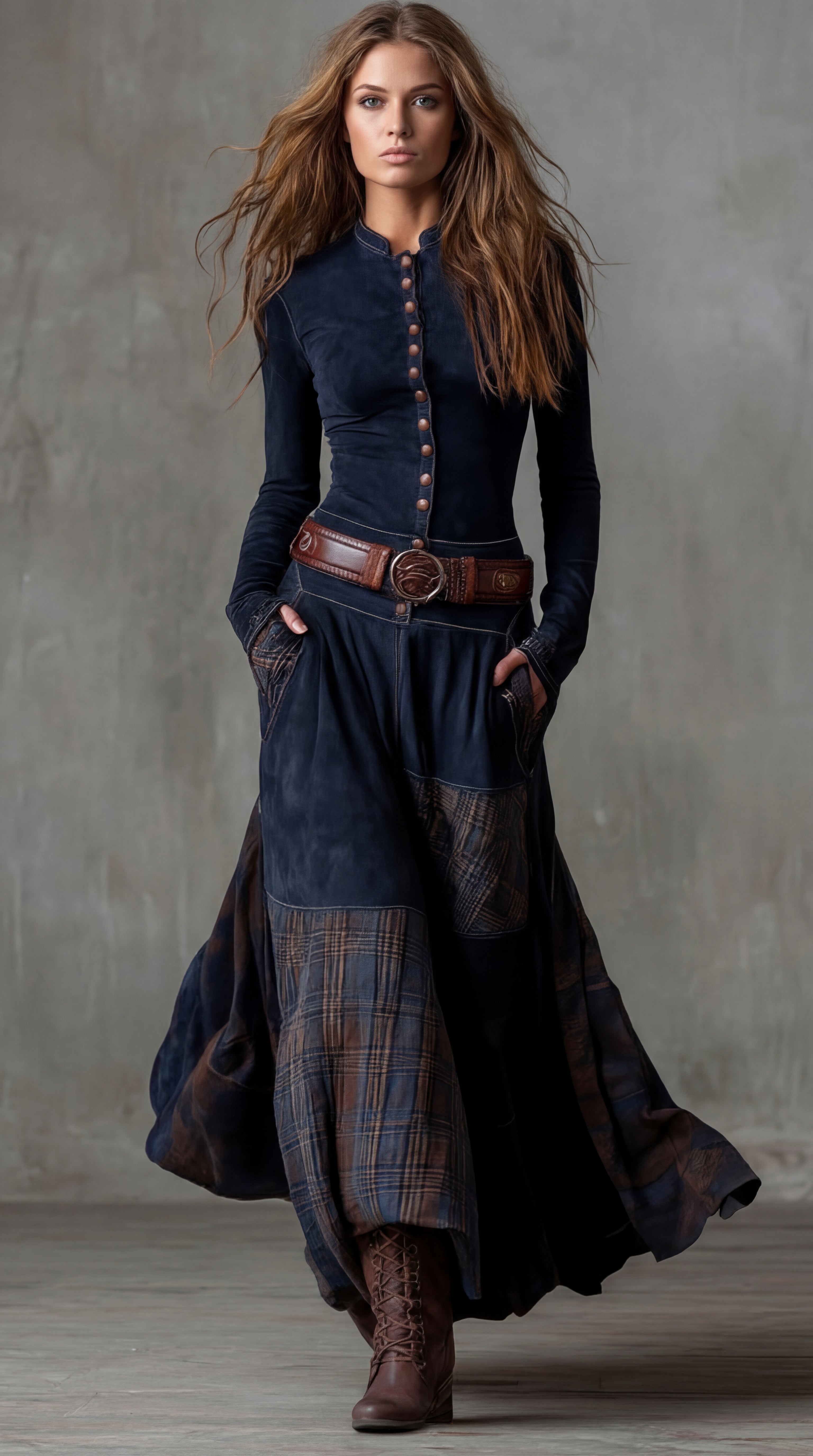 Elisa | Vestido maxi de ante con cinturón