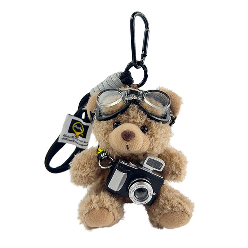 Charm de Peluche de Oso Fotógrafo para Bolso