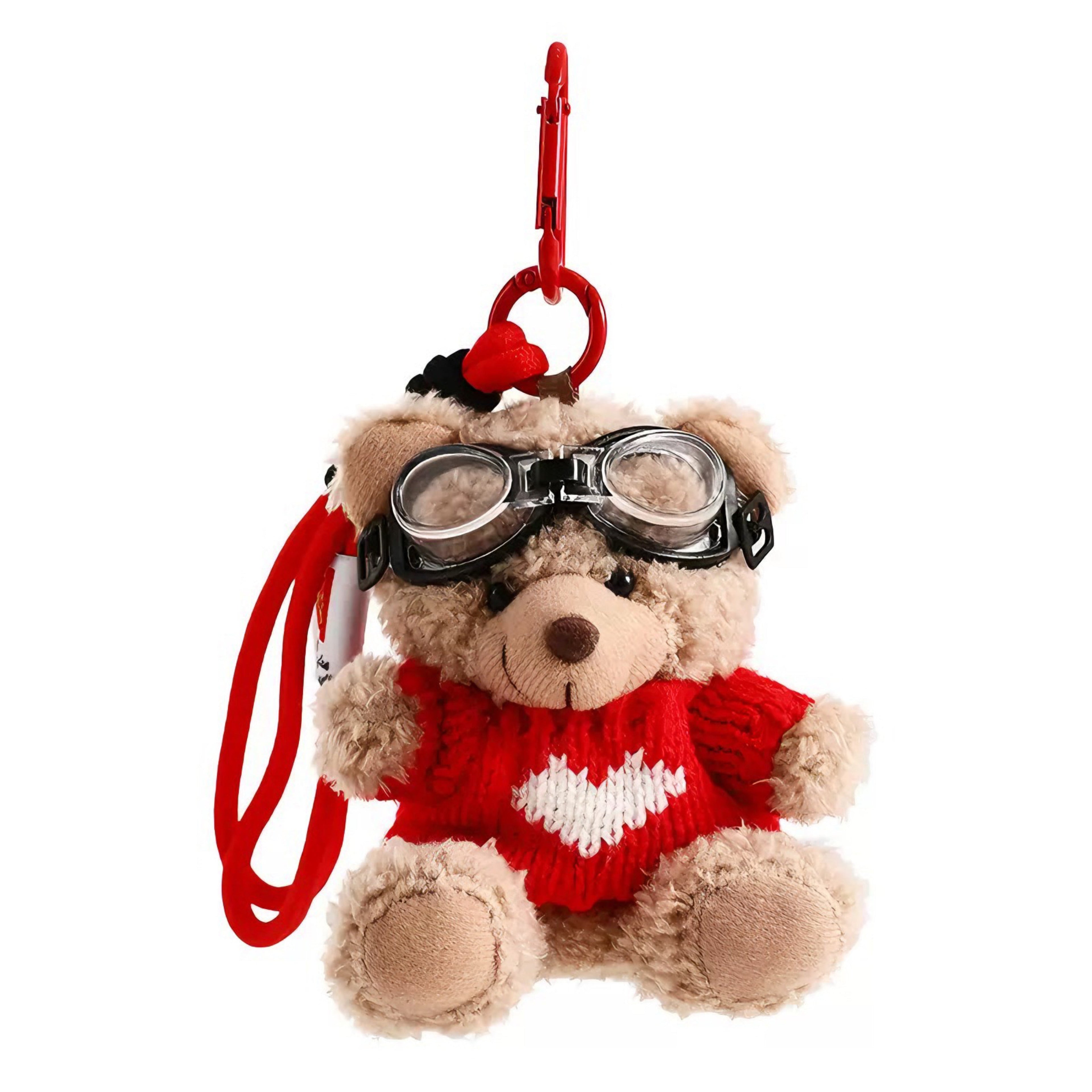 Charm para bolso de oso de peluche con suéter rojo