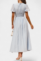 Mélia Vestido Maxi con Escote en V y Mangas Abullonadas