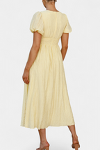 Mélia Vestido Maxi con Escote en V y Mangas Abullonadas
