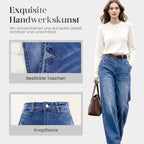 Damen-Vintage-Hochbund-Weitbeinjeans