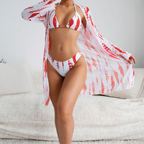 Riviera Radiance Trio – Bikini, Braguita & Kimono Largo para un Completo Look de Playa