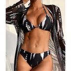 Riviera Radiance Trio – Bikini, Braguita & Kimono Largo para un Completo Look de Playa