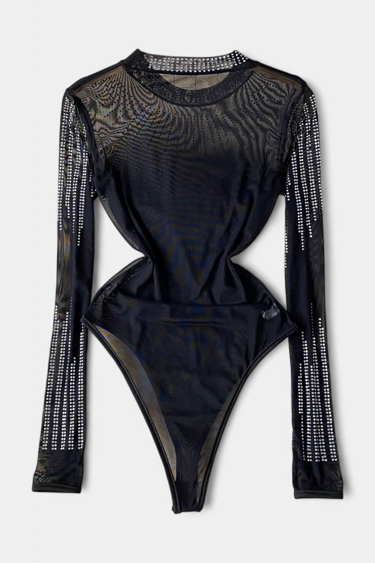 Antonella Blusa Tipo Body Con Mangas Largas y Brillos