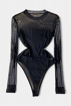 Antonella Blusa Tipo Body Con Mangas Largas y Brillos